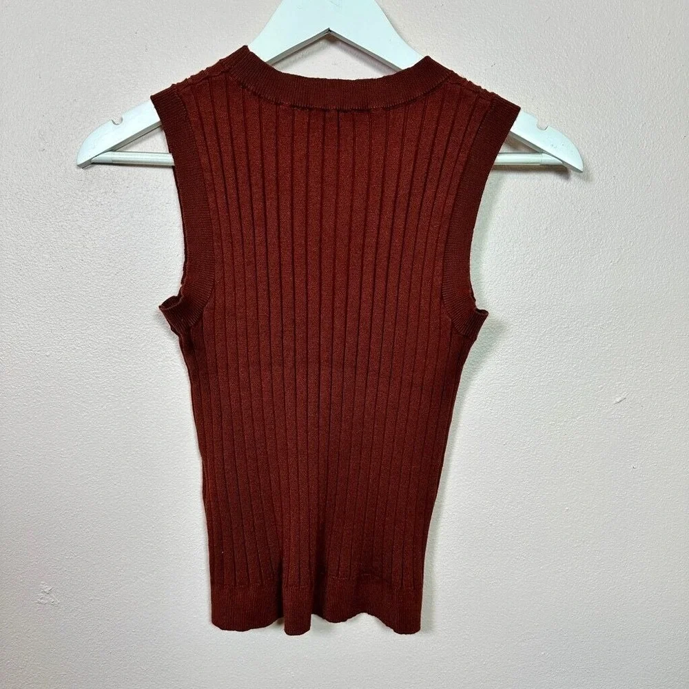 AND‎ NOW THIS Brown Ribbed Sleeveless Top, Size Medium - Picture 2 of 7
